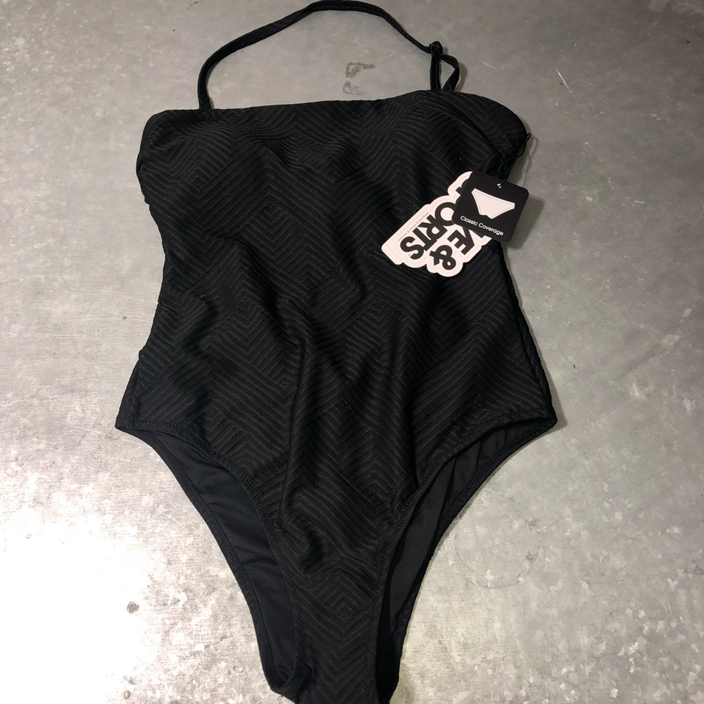 NWT Love & Sport One Piece Black Swimsuit SZ 8 - Picture 2 of 5